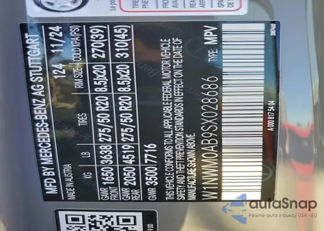 2025 Mercedes-Benz G 580E z USA, uszkodzony, nr VIN W1NWM0AB9SX028686